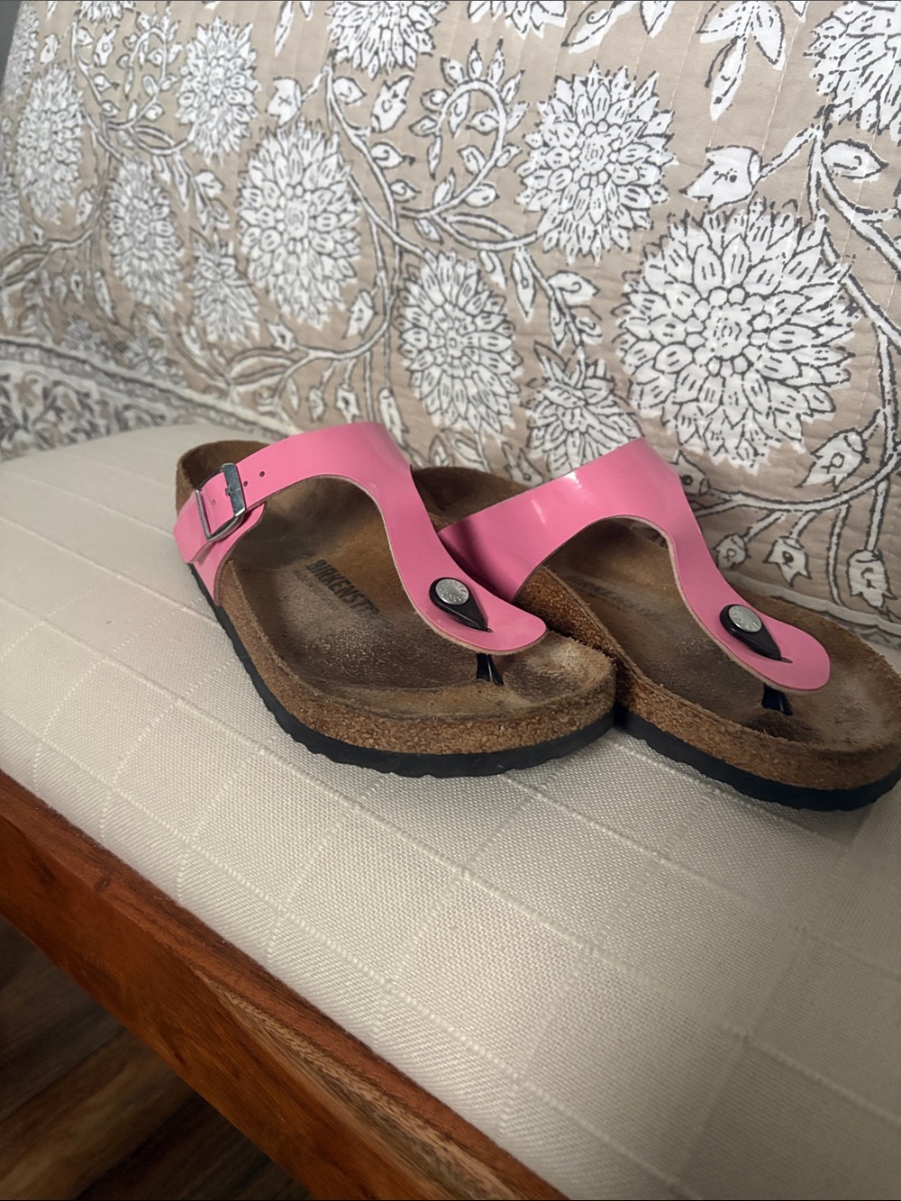 Birkenstock Pink Thong Sandals with Adjustable Buckle